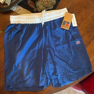 NWT Russell Athletic Men's Blue Shorts with White Waistband